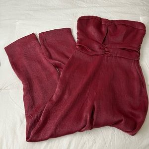 NWT House of Harlow 1960 x Revolve Burgundy Strapless Jumpsuit